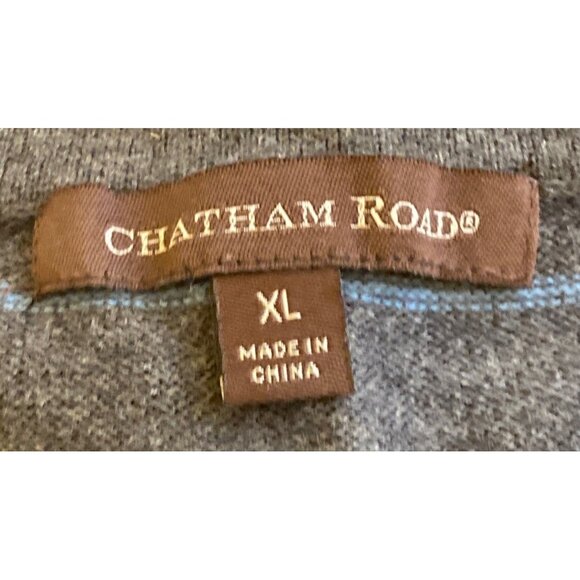 Chatham Road XL Mens Striped V-Neck Sweater Gray & Black 100% Cotton Made In Chi - Picture 4 of 5